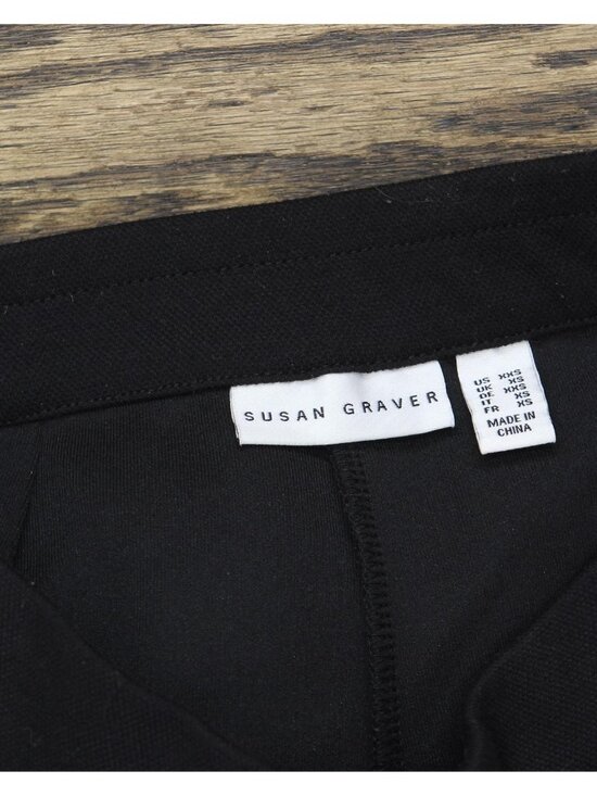 Susan Graver Womens Pique Knit Regular Pull-on Slim-Leg Ankle Pants Black 2XS - Picture 3 of 5